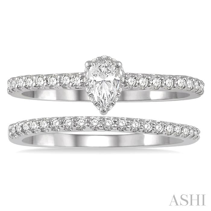 ASHI Pear Shape Diamond Wedding Set 259J2PPFHWG-WS-PR