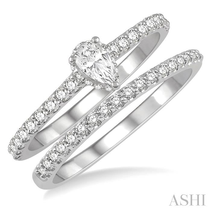 ASHI Pear Shape Diamond Wedding Set 259J3PPFHWG-WS-PR