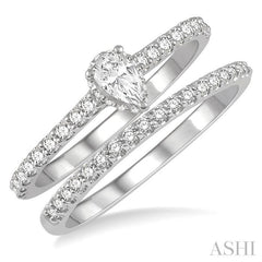 ASHI Pear Shape Diamond Wedding Set 259J3PPFHWG-WS-PR