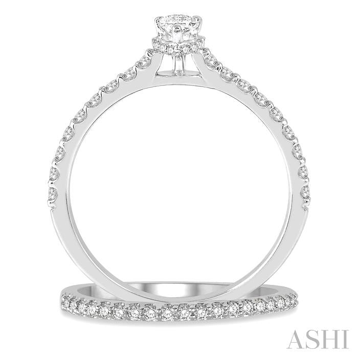 ASHI Pear Shape Diamond Wedding Set 259J3PPFHWG-WS-PR