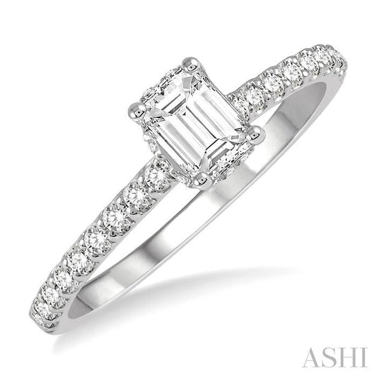 ASHI Emerald Shape Diamond Engagement Ring 259J4PPFGWG-LE-OC