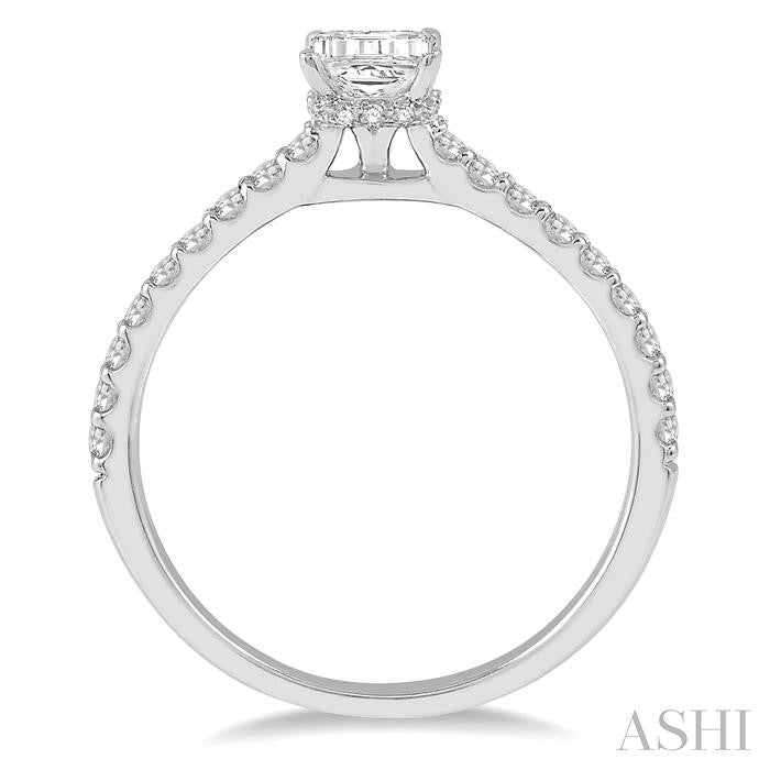 ASHI Emerald Shape Diamond Engagement Ring 259J4PPFGWG-LE-OC