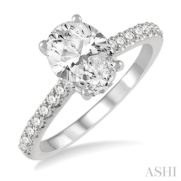 ASHI Oval Shape Semi-Mount Diamond Engagement Ring 259J5PPFHW-SM-OV-1CT