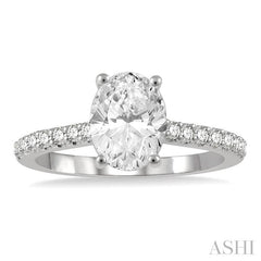 ASHI Oval Shape Semi-Mount Diamond Engagement Ring 259J5PPFHW-SM-OV-1CT