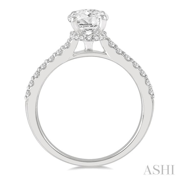 ASHI Oval Shape Semi-Mount Diamond Engagement Ring 259J5PPFHW-SM-OV-1CT