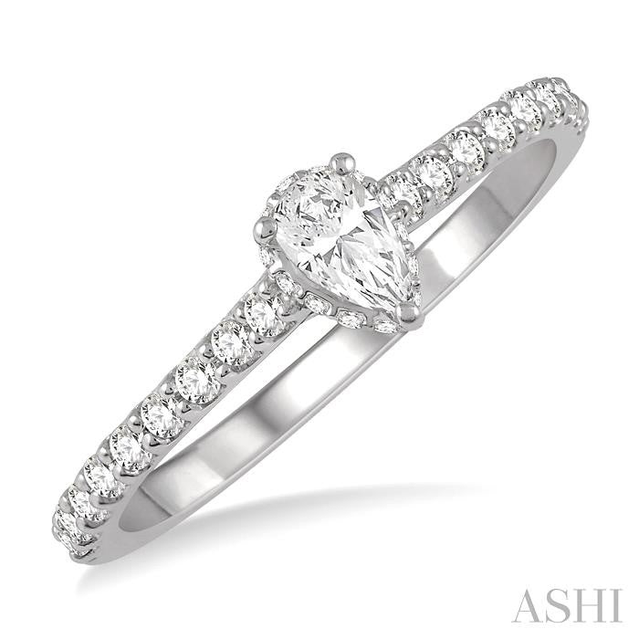 ASHI Pear Shape Semi-Mount Diamond Engagement Ring 259J6PPFHWG-SM-PR