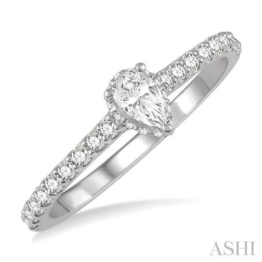 ASHI Pear Shape Semi-Mount Diamond Engagement Ring 259J6PPFHWG-SM-PR