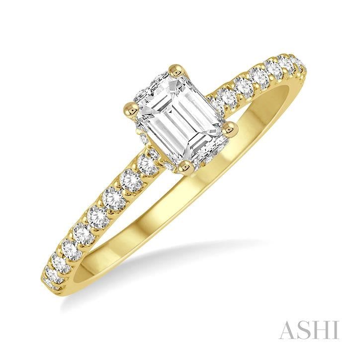ASHI Emerald Shape Semi-Mount Diamond Engagement Ring 259J7PPFGYG-SM-OC