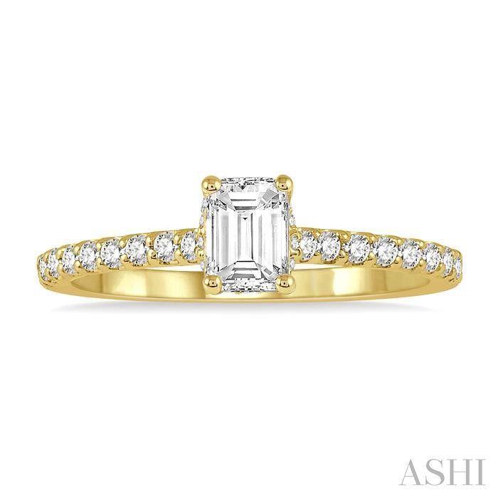 ASHI Emerald Shape Semi-Mount Diamond Engagement Ring 259J7PPFGYG-SM-OC