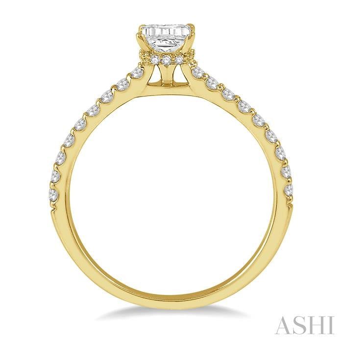 ASHI Emerald Shape Semi-Mount Diamond Engagement Ring 259J7PPFGYG-SM-OC