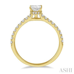 ASHI Emerald Shape Semi-Mount Diamond Engagement Ring 259J7PPFGYG-SM-OC