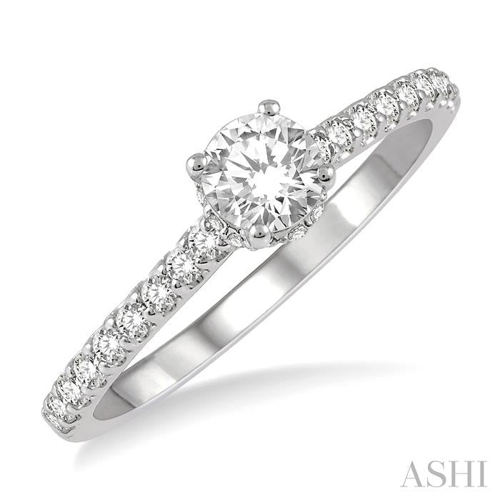ASHI Round Shape Semi-Mount Diamond Engagement Ring 259J7PPFHWG-SM