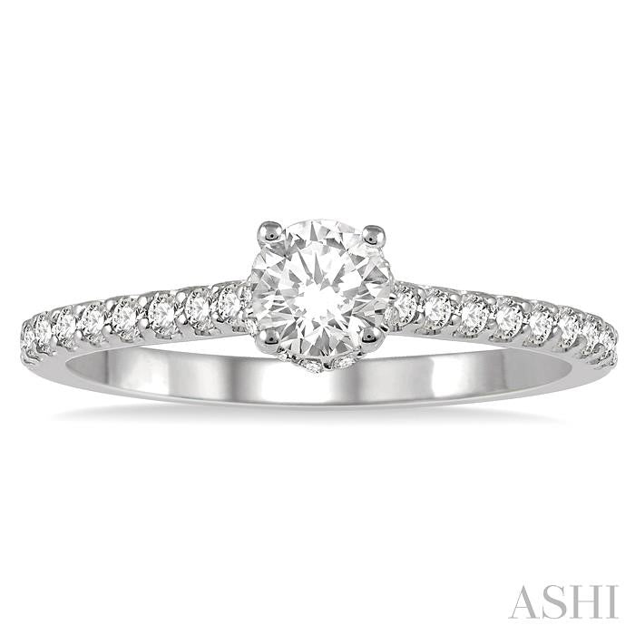ASHI Round Shape Semi-Mount Diamond Engagement Ring 259J7PPFHWG-SM