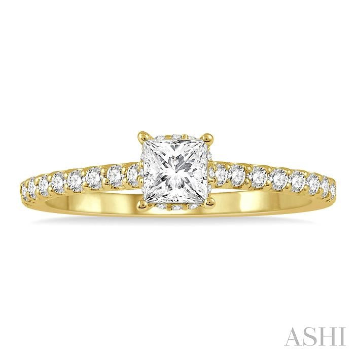 ASHI Princess Shape Semi-Mount Diamond Engagement Ring 259J7PPFHYG-SM-PRN