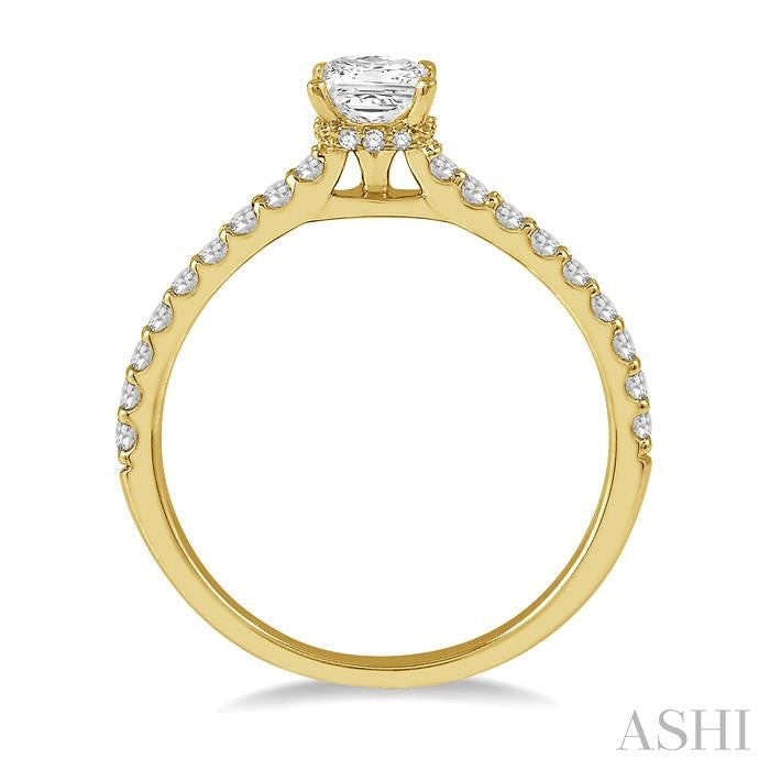 ASHI Princess Shape Semi-Mount Diamond Engagement Ring 259J7PPFHYG-SM-PRN