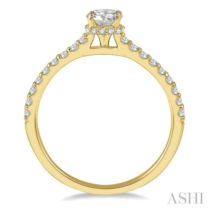 ASHI Round Shape Semi-Mount Diamond Engagement Ring 259J7PPFHYG-SM