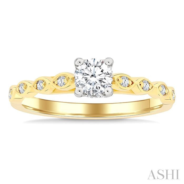 ASHI Round Shape Diamond Engagement Ring 259M3PPFGYW-LE-RD