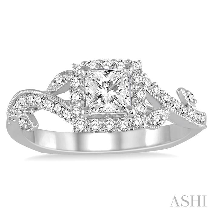 ASHI Princess Shape Halo Diamond Engagement Ring 261D2PPFHWG-LE