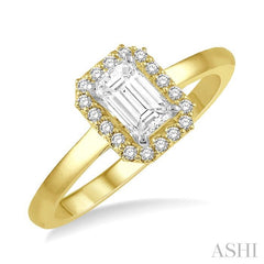 ASHI Emerald Shape Halo Diamond Engagement Ring 261L5PPFHYW-LE