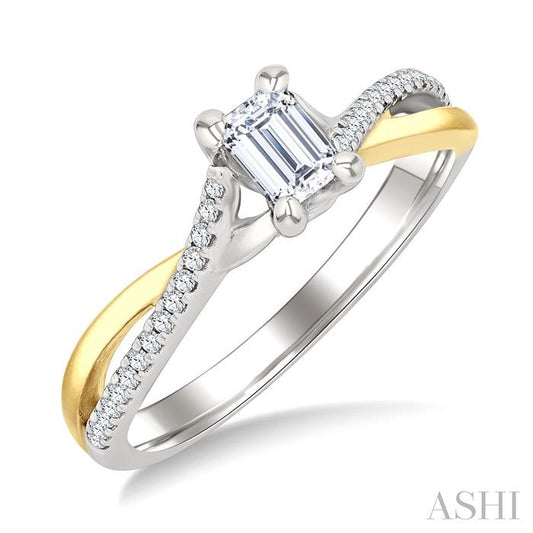 ASHI Emerald Shape Diamond Engagement Ring 262M3PPFGWY-LE-OC