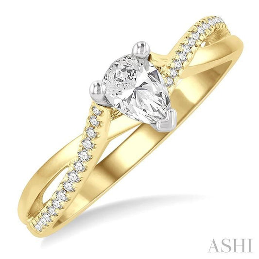 ASHI Pear Shape Semi-Mount Diamond Engagement Ring 262M8PPFGYW-SM-PR