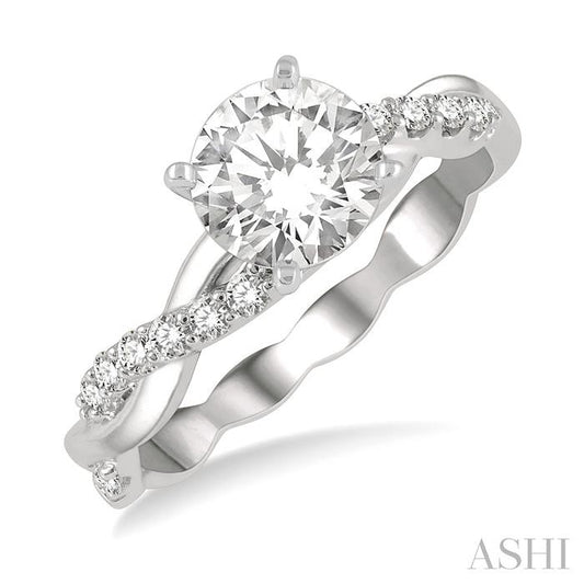 ASHI Round Shape Semi-Mount Diamond Engagement Ring 263J7PPFGWG-SM