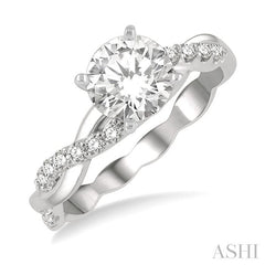 ASHI Round Shape Semi-Mount Diamond Engagement Ring 263J7PPFGWG-SM