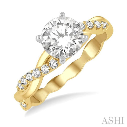 ASHI Round Shape Semi-Mount Diamond Engagement Ring 263J7PPFGYW-SM