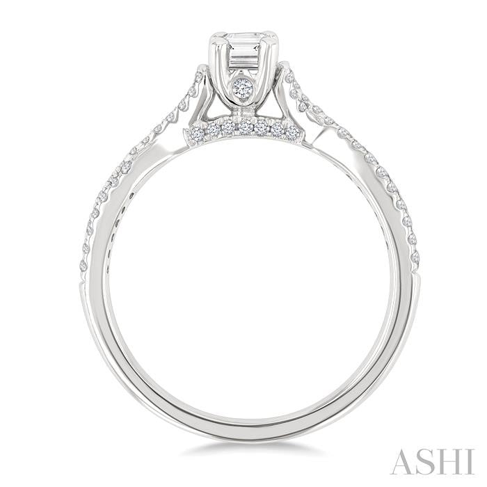ASHI Emerald Shape Diamond Engagement Ring 263M3PPFGWG-LE-OC