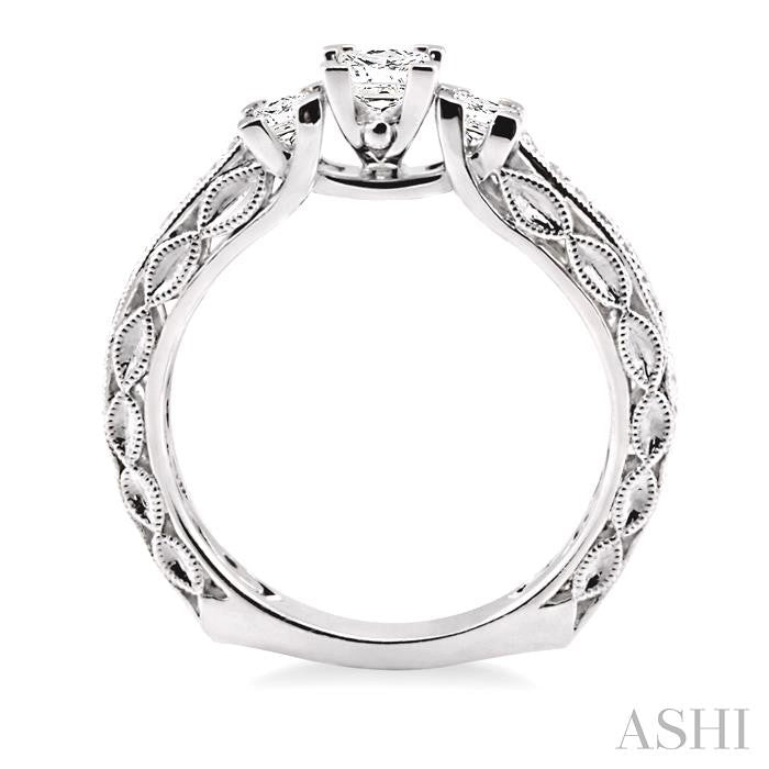 ASHI Princess Shape Past Present & Future Diamond Engagement Ring 26423PPFHWG-LE