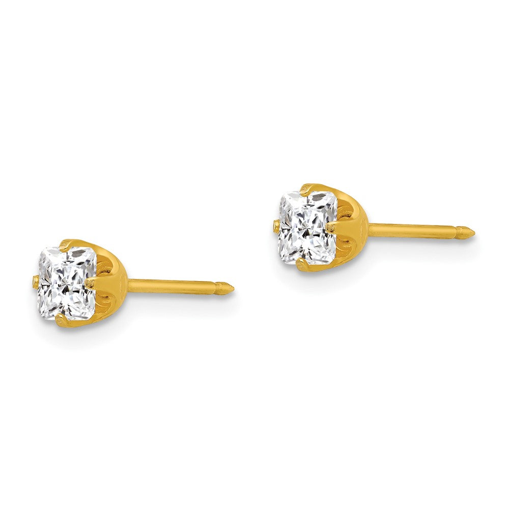 264E Inverness 14k 5mm Sq. Princess CZ Post Earrings