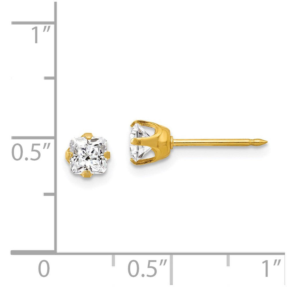 264E Inverness 14k 5mm Sq. Princess CZ Post Earrings