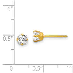 264E Inverness 14k 5mm Sq. Princess CZ Post Earrings