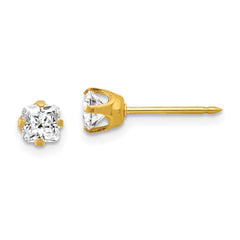 264E Inverness 14k 5mm Sq. Princess CZ Post Earrings