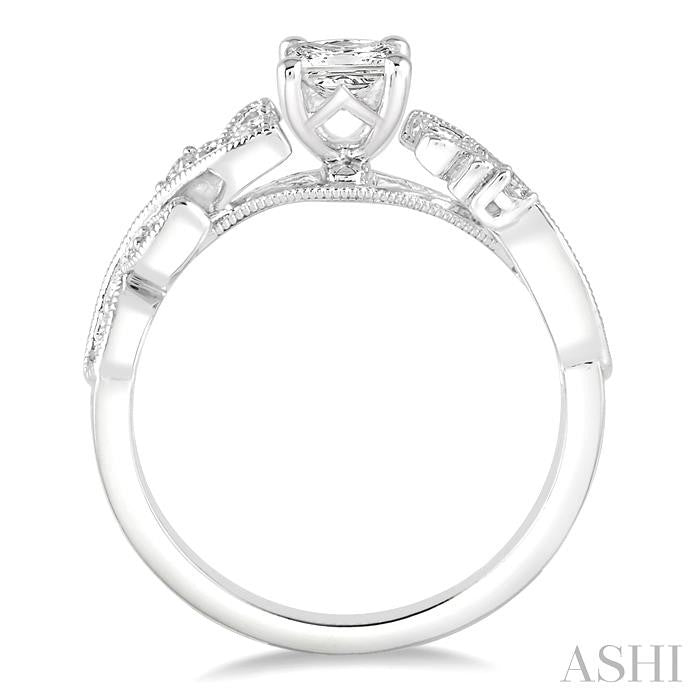 ASHI Princess Shape Semi-Mount Diamond Engagement Ring 265D9PPFHWG-SM
