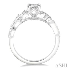 ASHI Princess Shape Semi-Mount Diamond Engagement Ring 265D9PPFHWG-SM
