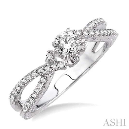 ASHI Round Shape Semi-Mount Diamond Engagement Ring 26616PPFGWG-SM