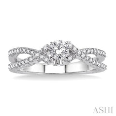 ASHI Round Shape Semi-Mount Diamond Engagement Ring 26616PPFGWG-SM