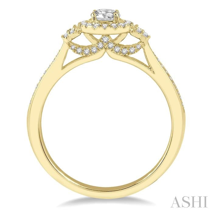 ASHI Round Shape Halo Diamond Engagement Ring 266J4PPFHYG-LE