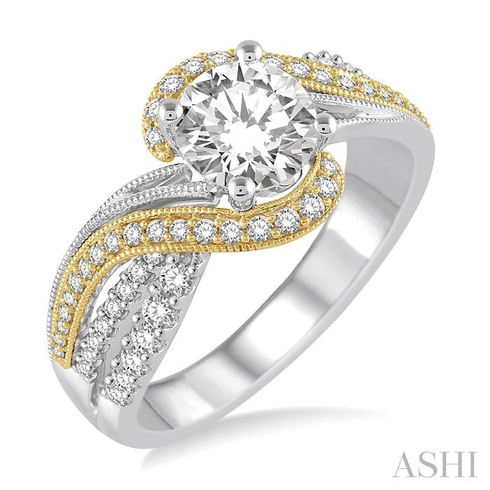ASHI Round Shape Semi-Mount Diamond Engagement Ring 268A3PPFVWY-SM-RD