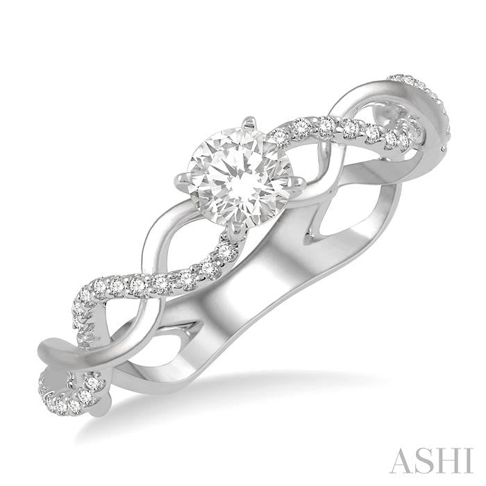 ASHI Round Shape Semi-Mount Diamond Engagement Ring 268J8PPFHWG-SM