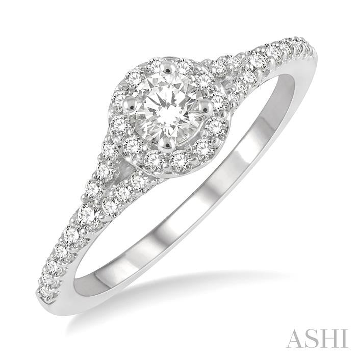 ASHI Round Shape Semi-Mount Halo Diamond Engagement Ring 268L5PPFHWG-SM