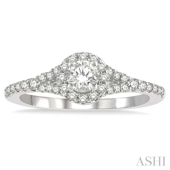 ASHI Round Shape Semi-Mount Halo Diamond Engagement Ring 268L5PPFHWG-SM