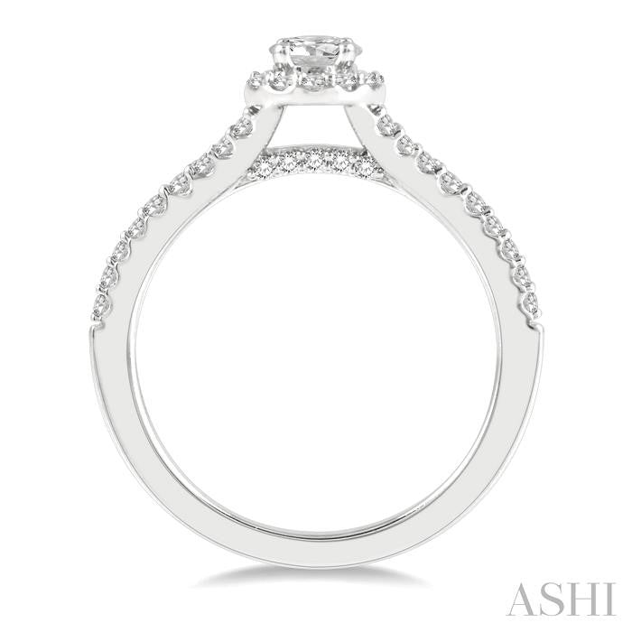 ASHI Round Shape Semi-Mount Halo Diamond Engagement Ring 268L5PPFHWG-SM
