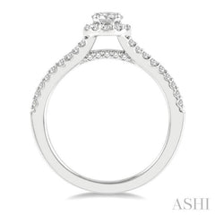 ASHI Round Shape Semi-Mount Halo Diamond Engagement Ring 268L5PPFHWG-SM