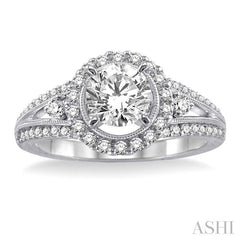 ASHI Round Shape Halo Diamond Engagement Ring 26931PPFVWG-LE
