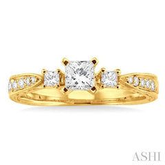 ASHI Princess Shape Past Present & Future Diamond Engagement Ring 26963PPFVYG-LE