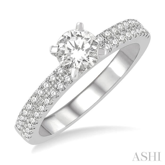 ASHI Round Shape Semi-Mount Diamond Engagement Ring 269L5PPFHWG-SM