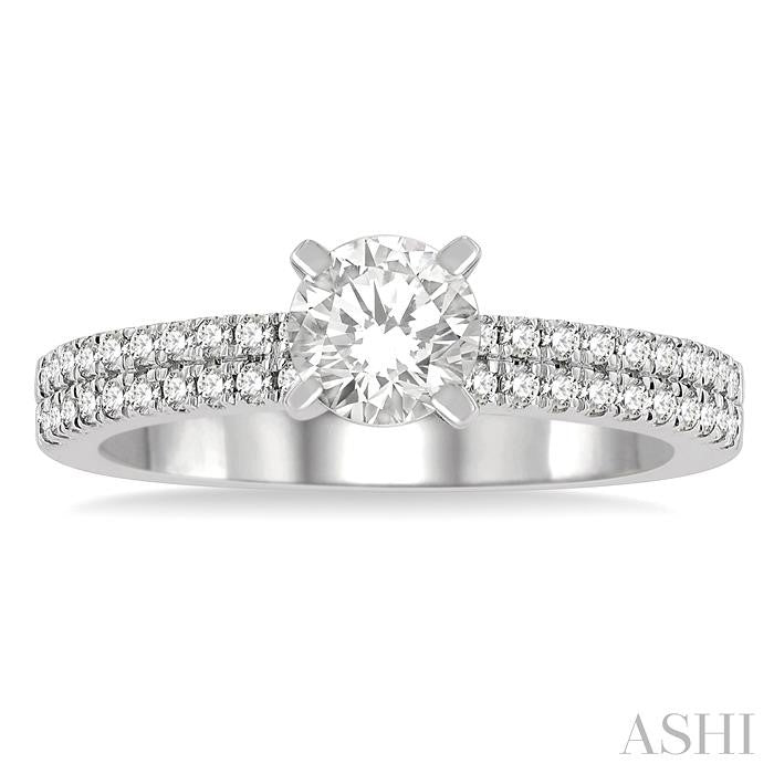 ASHI Round Shape Semi-Mount Diamond Engagement Ring 269L5PPFHWG-SM