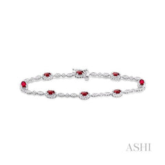 ASHI Oval Shape Gemstone & Halo Diamond Bracelet 76859PPFSRBWG